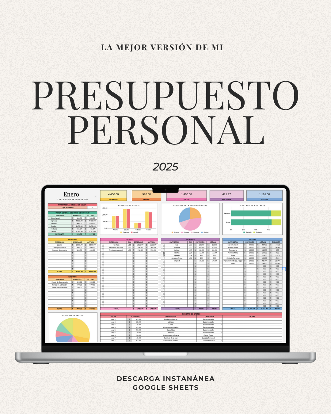 Plantilla de Control para Presupuesto Mensual