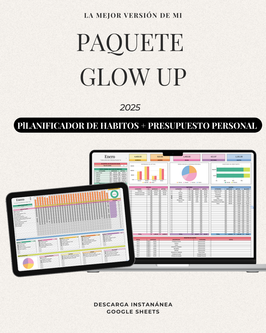 Paquete “Glow Up”: Planificador de Hábitos y Control de Presupuesto