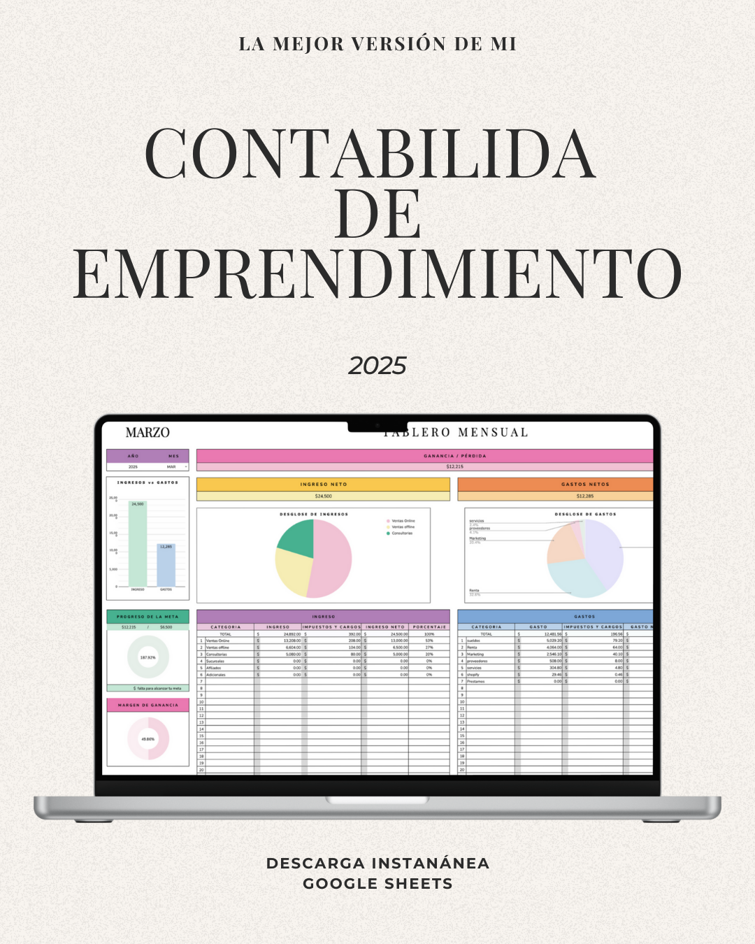 Plantilla de contabilidad para emprendedores y pequeños negocios