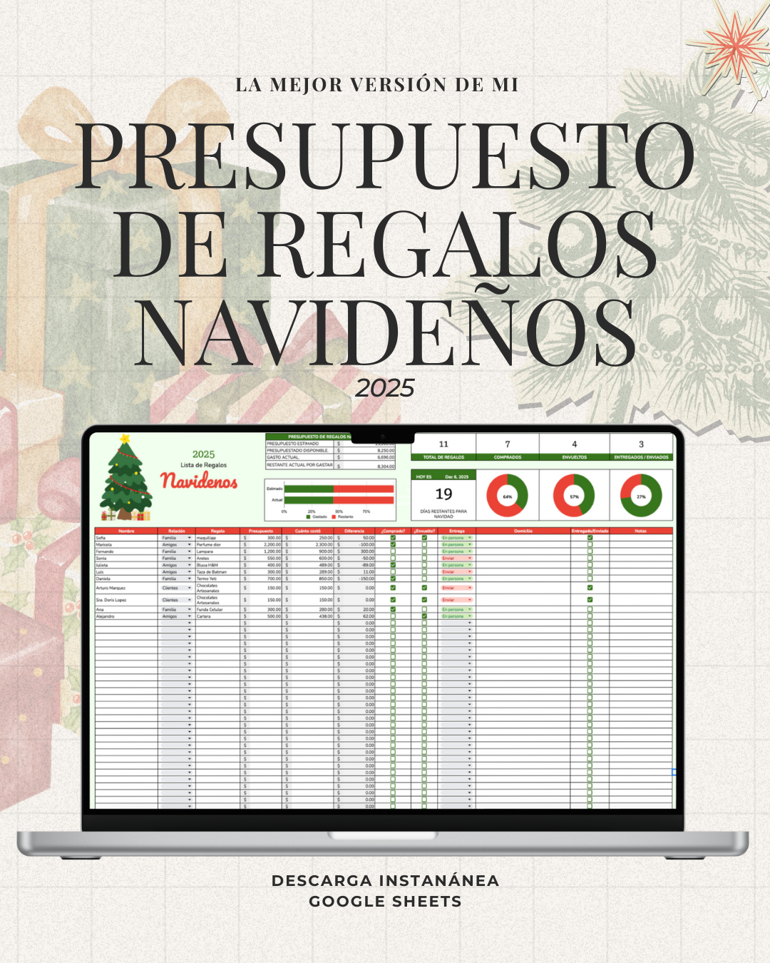 Presupuesto de Regalos Navideños