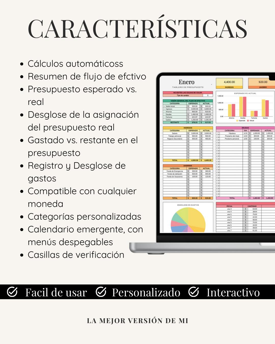 Plantilla de Control para Presupuesto Mensual