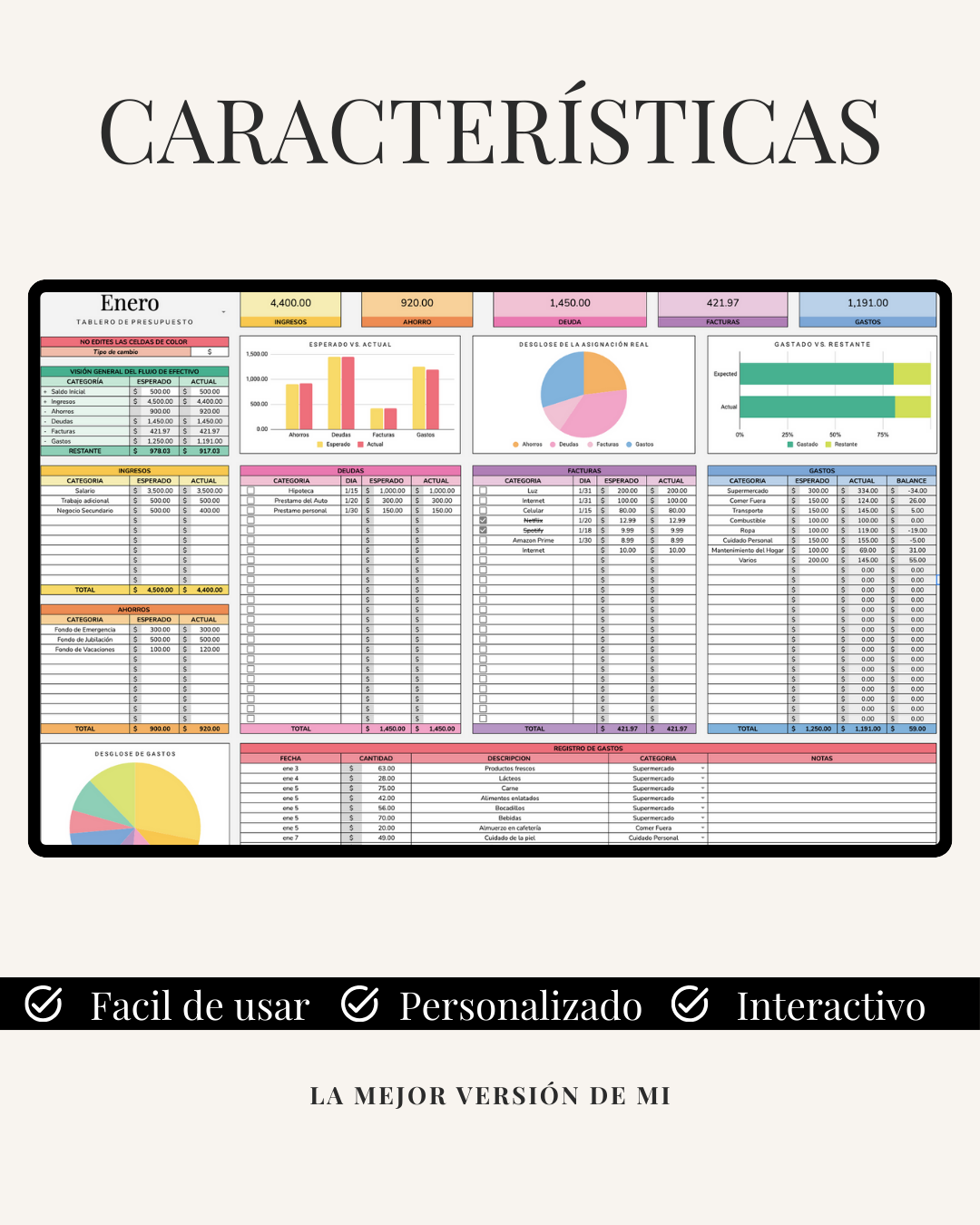 Plantilla de Control para Presupuesto Mensual