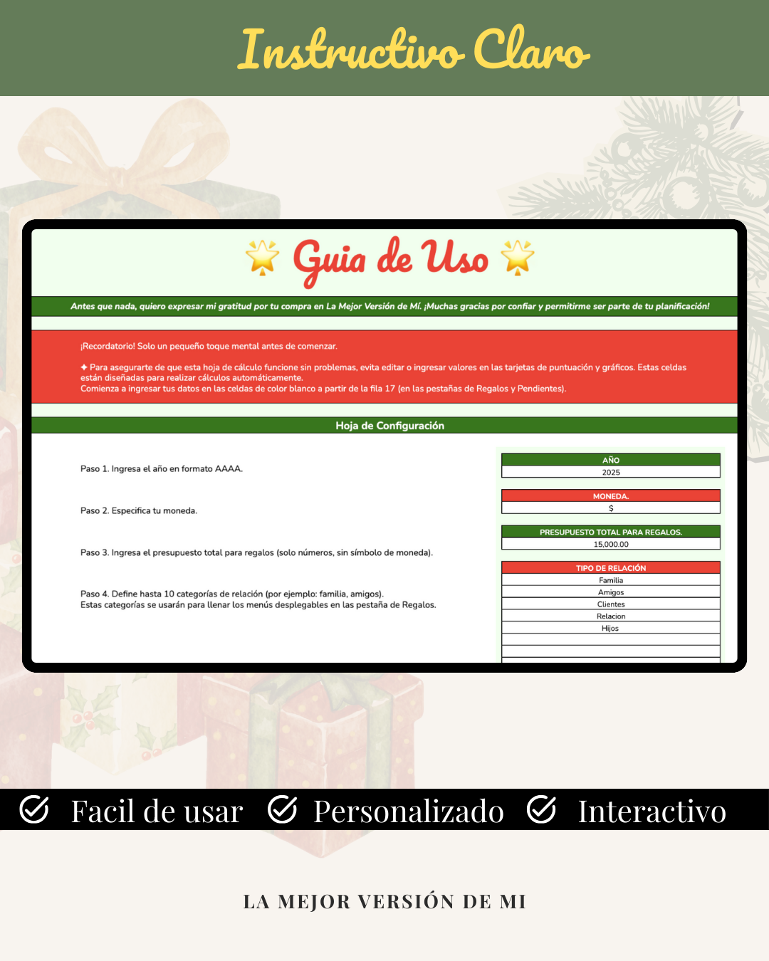 Presupuesto de Regalos Navideños